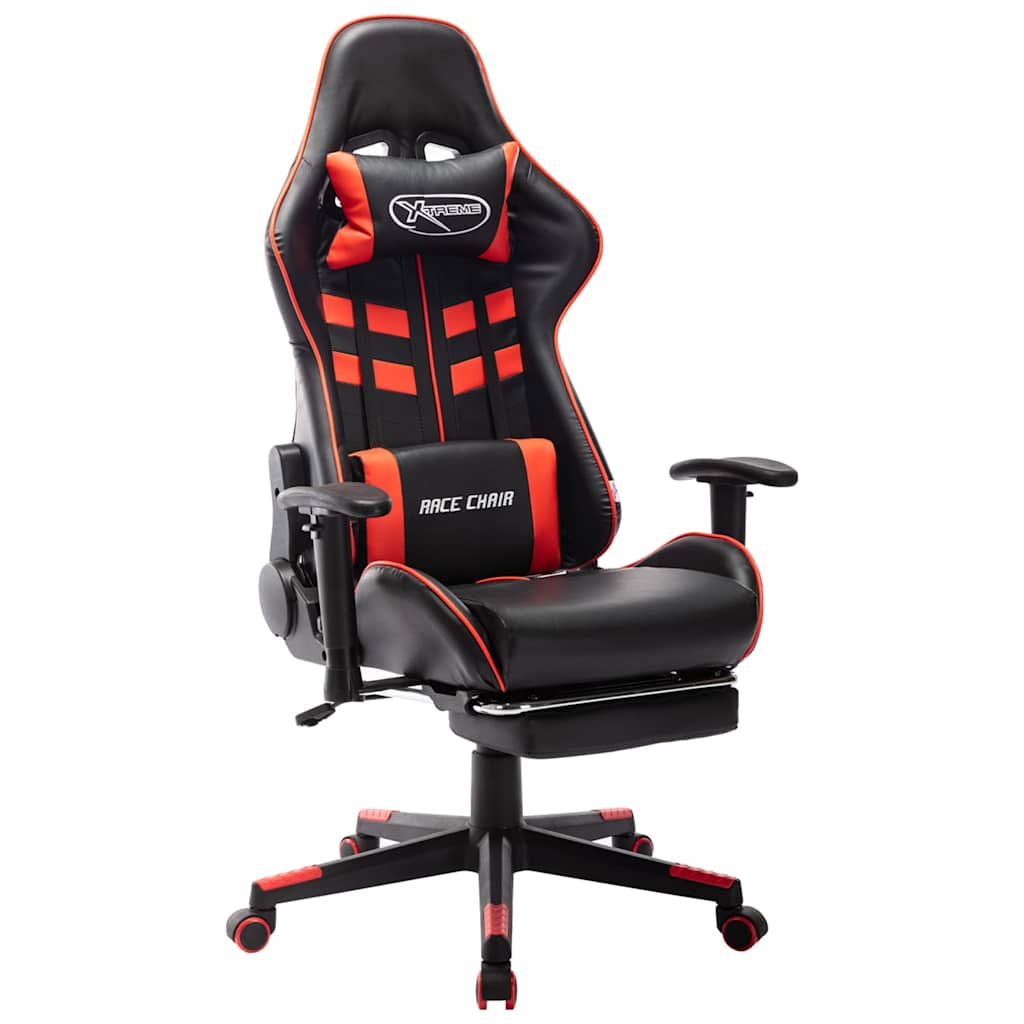 Vidaxl gamestoel met voetensteun kunstleer zwart en rood