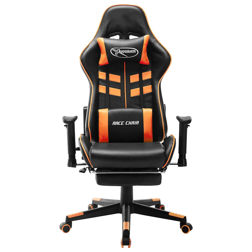 Vidaxl gamestoel met voetensteun kunstleer zwart en oranje