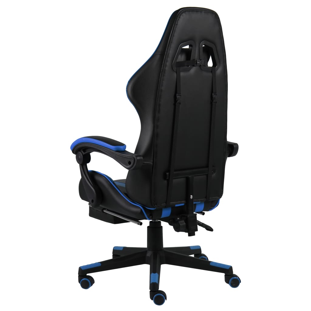 Vidaxl racestoel met voetensteun kunstleer zwart en blauw