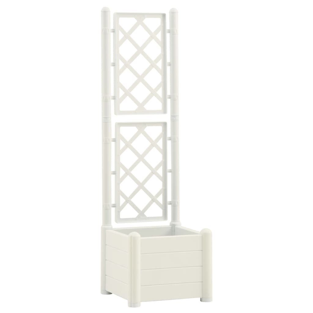 Planteur vidaxl avec latwerk 43x43x142 cm pp blanc