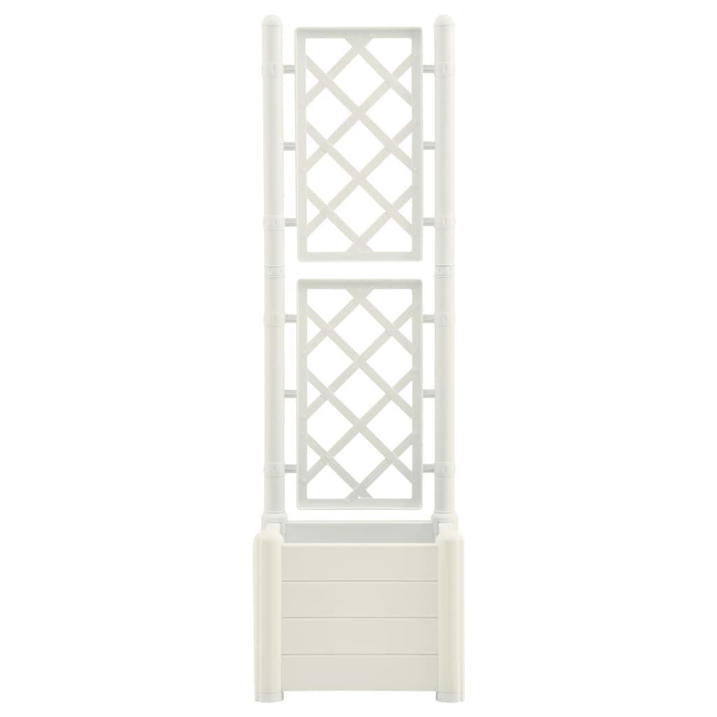 Planteur vidaxl avec latwerk 43x43x142 cm pp blanc