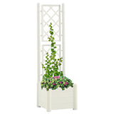 Planteur vidaxl avec latwerk 43x43x142 cm pp blanc