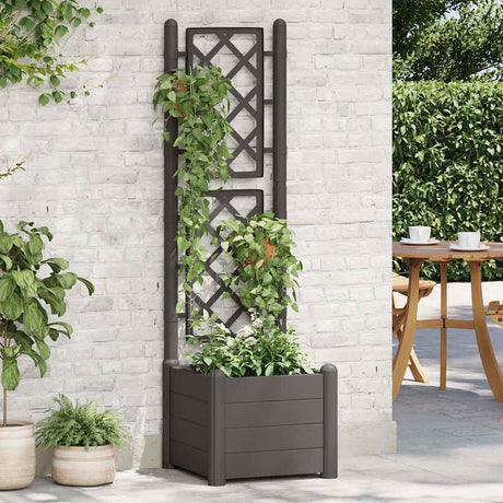 Vidaxl plantenbak met latwerk 43x43x142 cm pp antracietkleurig
