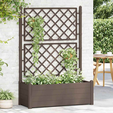 Vidaxl plantenbak met latwerk 100x43x142 cm pp mokka