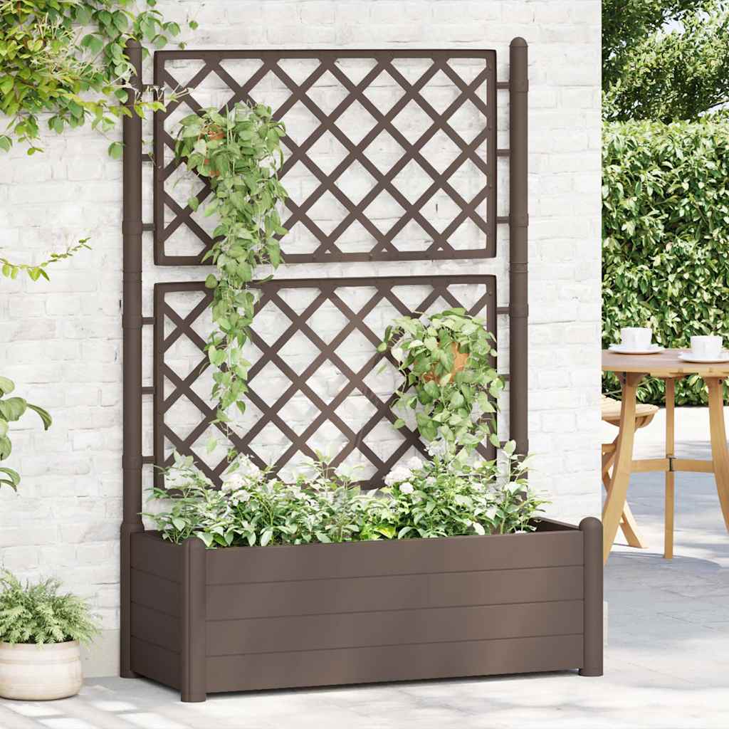 Vidaxl plantenbak met latwerk 100x43x142 cm pp mokka