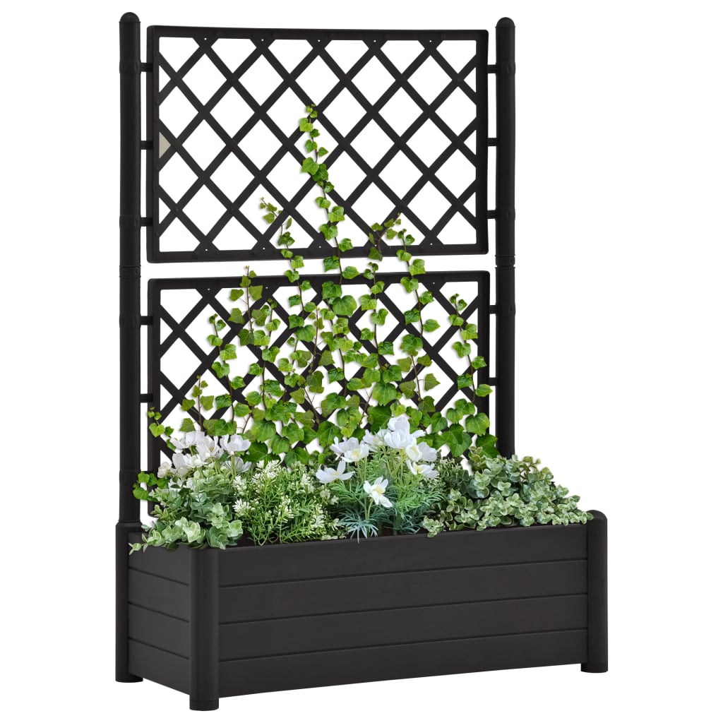 Vidaxl plantenbak met latwerk 100x43x142 cm pp antraciet