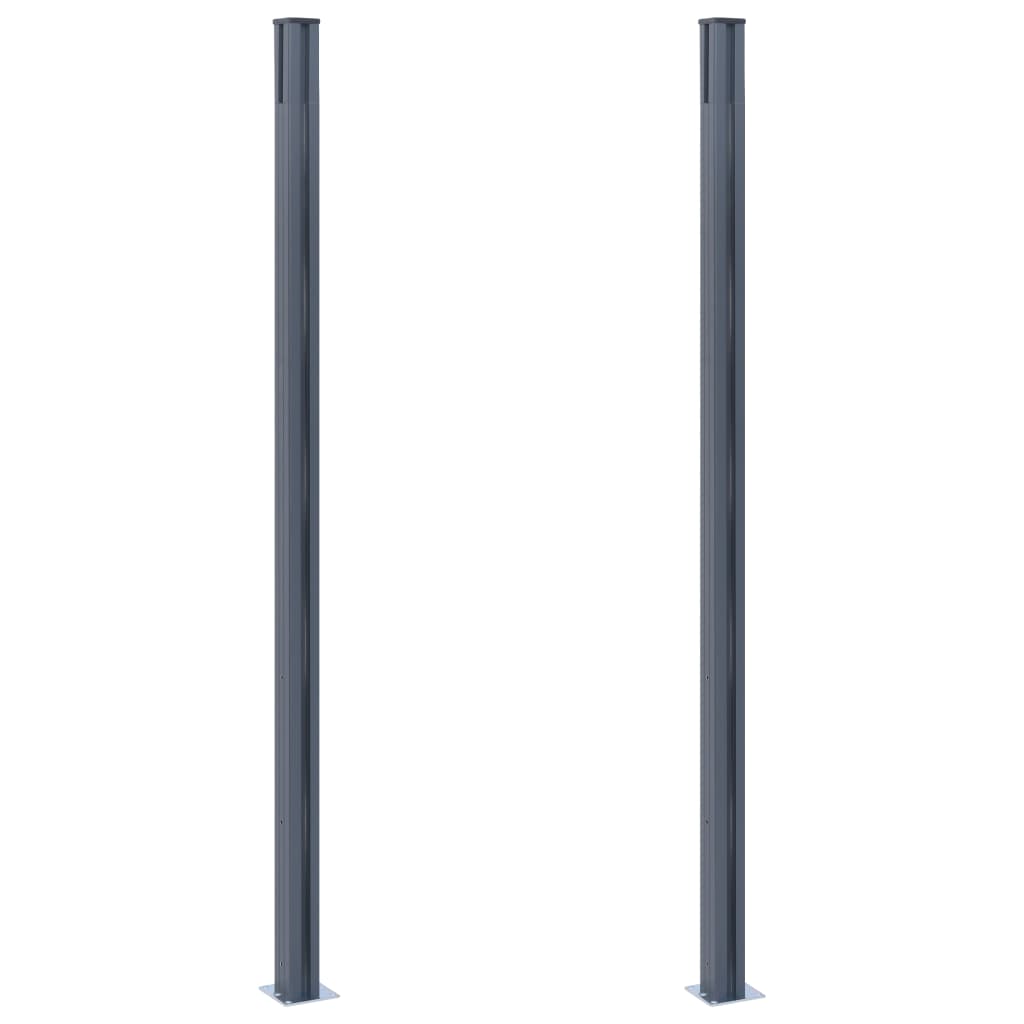 Vidaxl schuttingpalen 2 st 185 cm aluminium donkergrijs