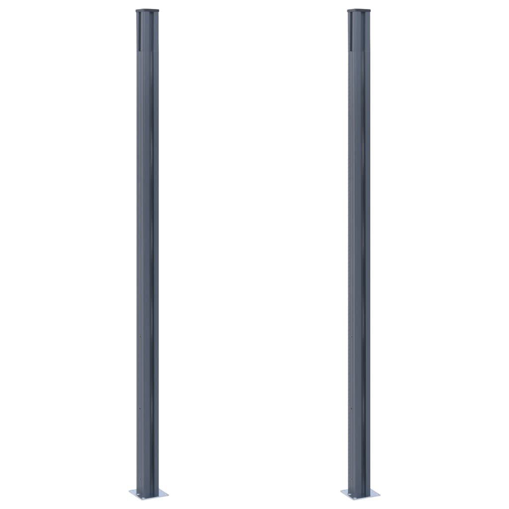 Vidaxl Fence Posts 2 szt. 185 cm aluminium ciemnoszare