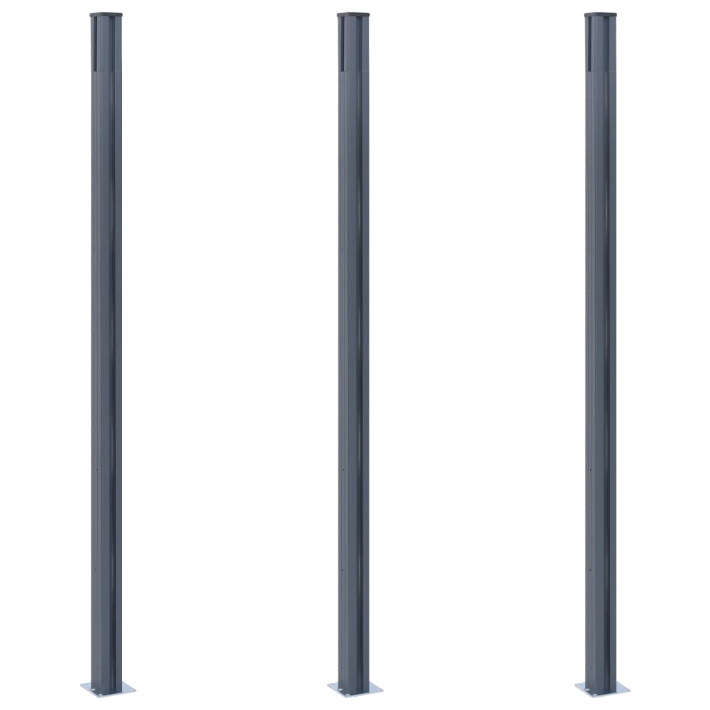 Vidaxl Fence Posts 3 ST 185 cm aluminium ciemnoszary