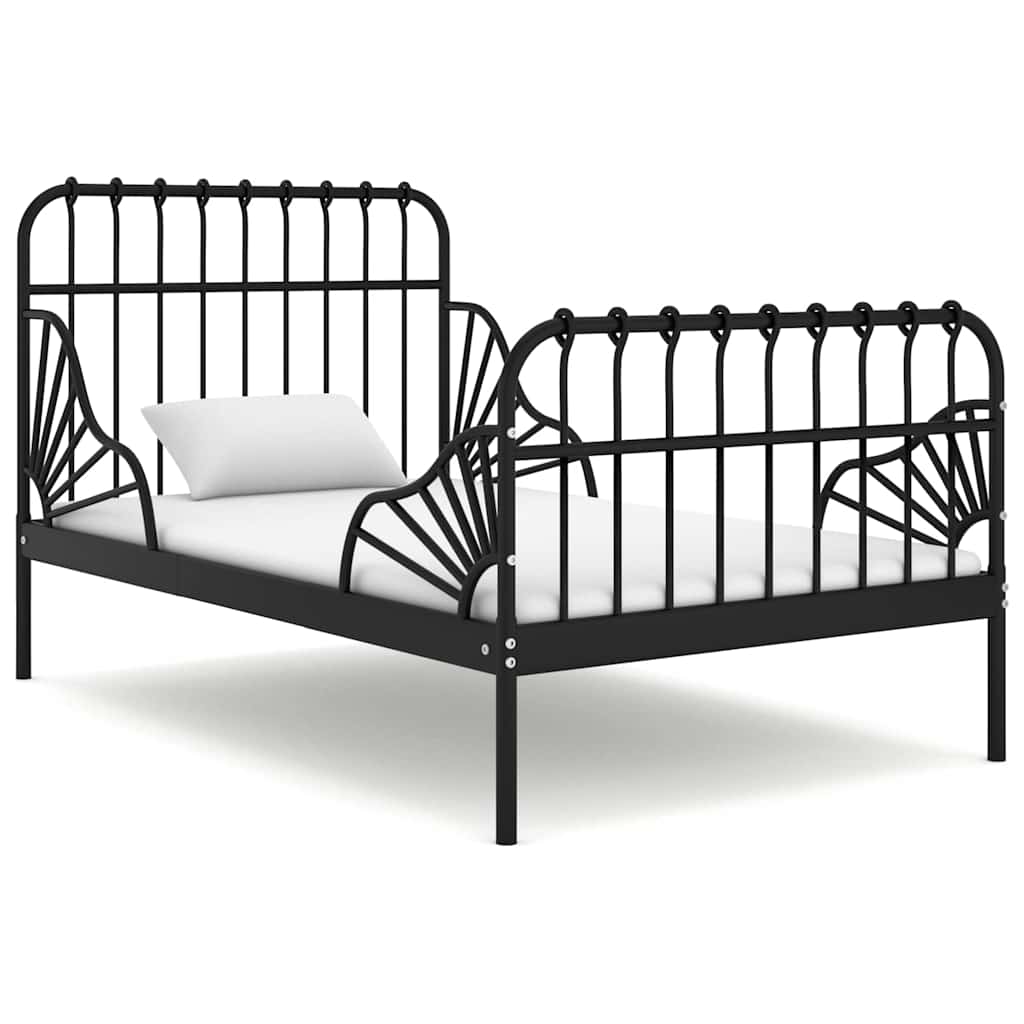 Vidaxl bedframe verlengbaar metaal zwart 80x130 200 cm