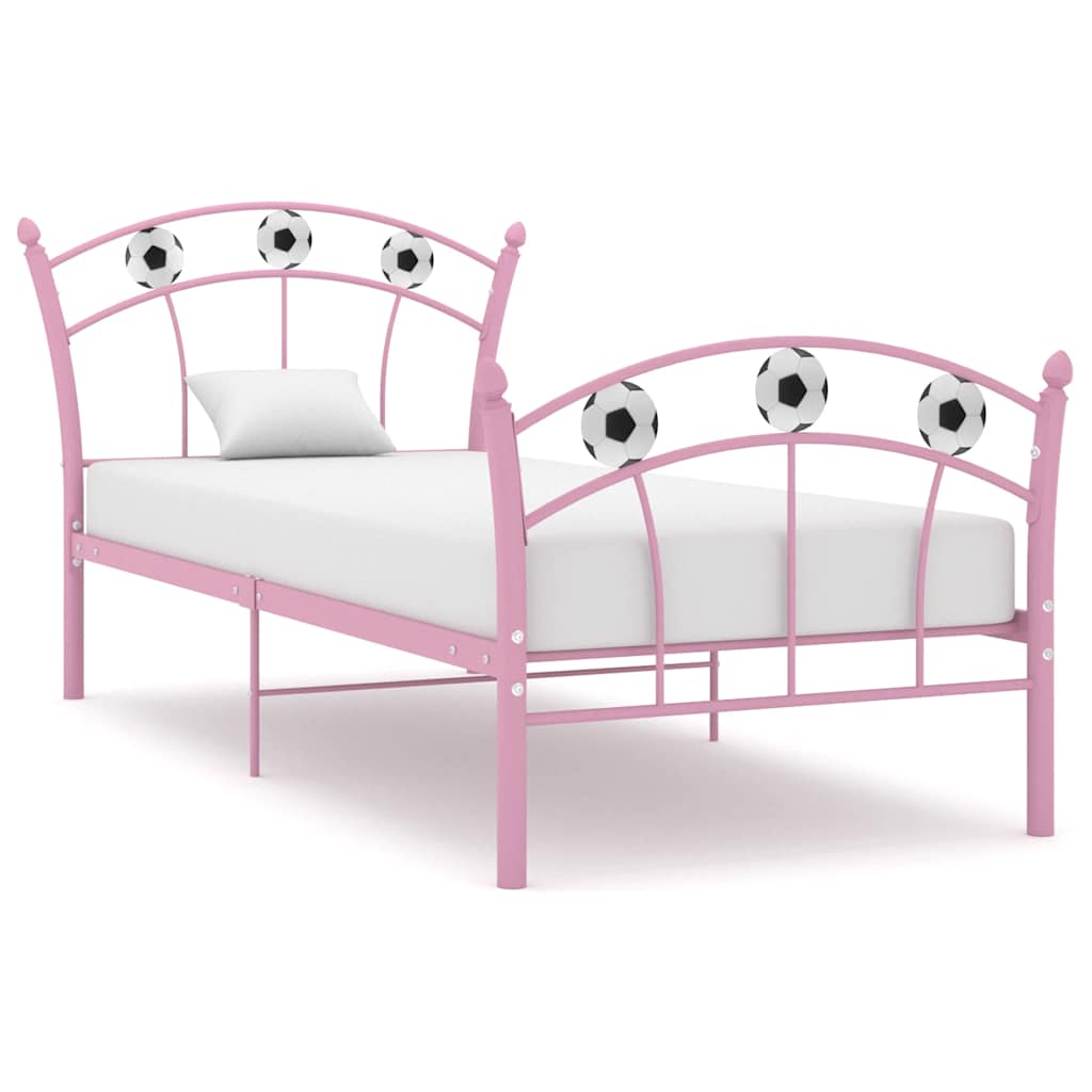 Vidaxl bedframe met voetbaldesign metaal roze 90x200 cm