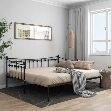 Vidaxl slaapbank uittrekbaar metaal zwart 90x200 cm