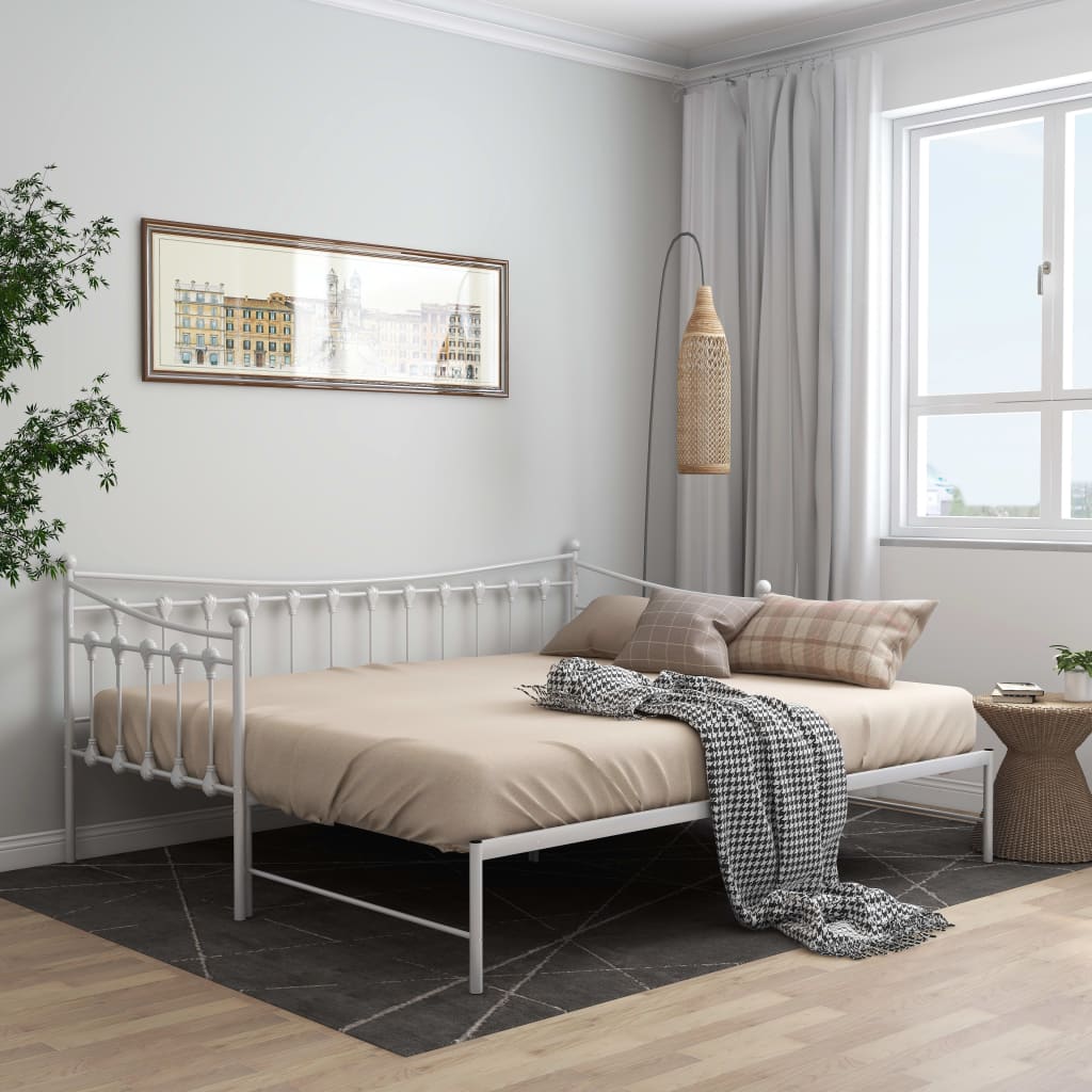 Vidaxl slaapbank uittrekbaar metaal wit 90x200 cm