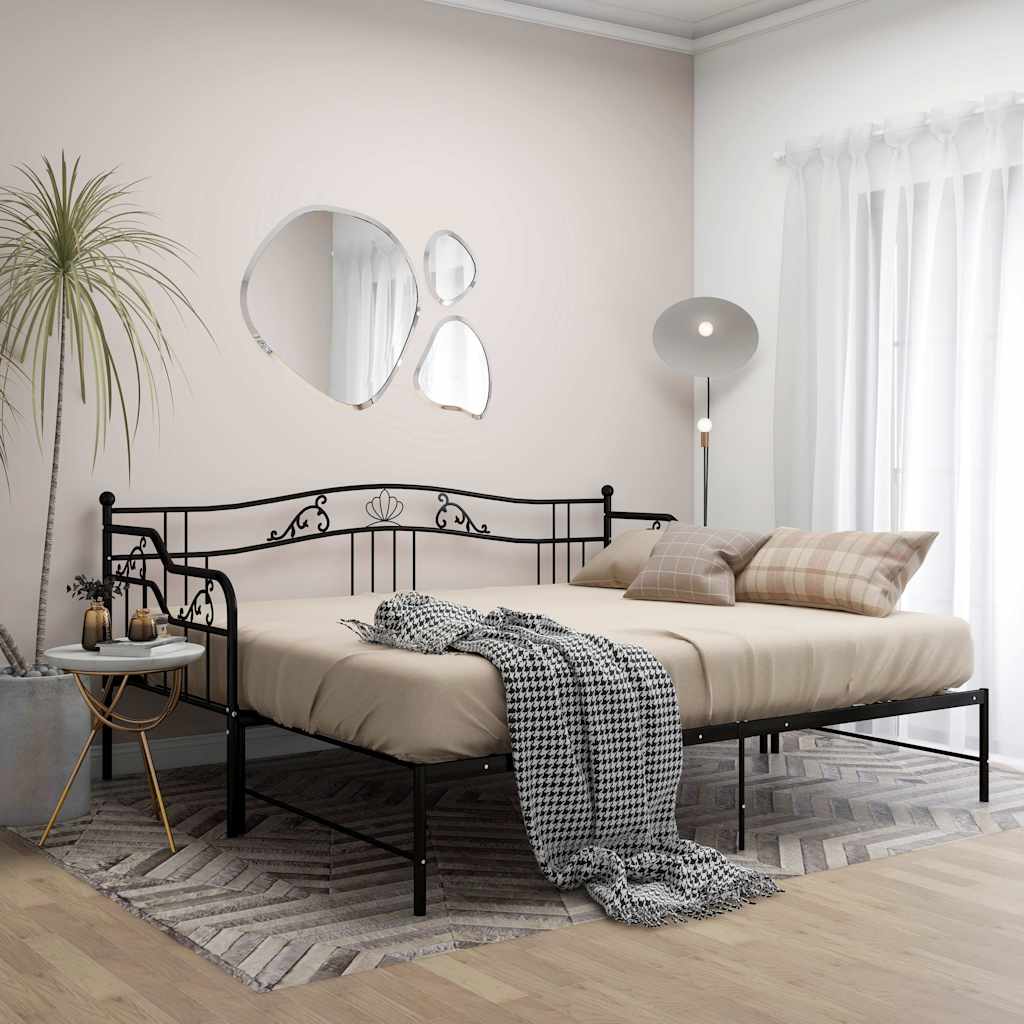 Vidaxl slaapbank uittrekbaar metaal zwart 90x200 cm