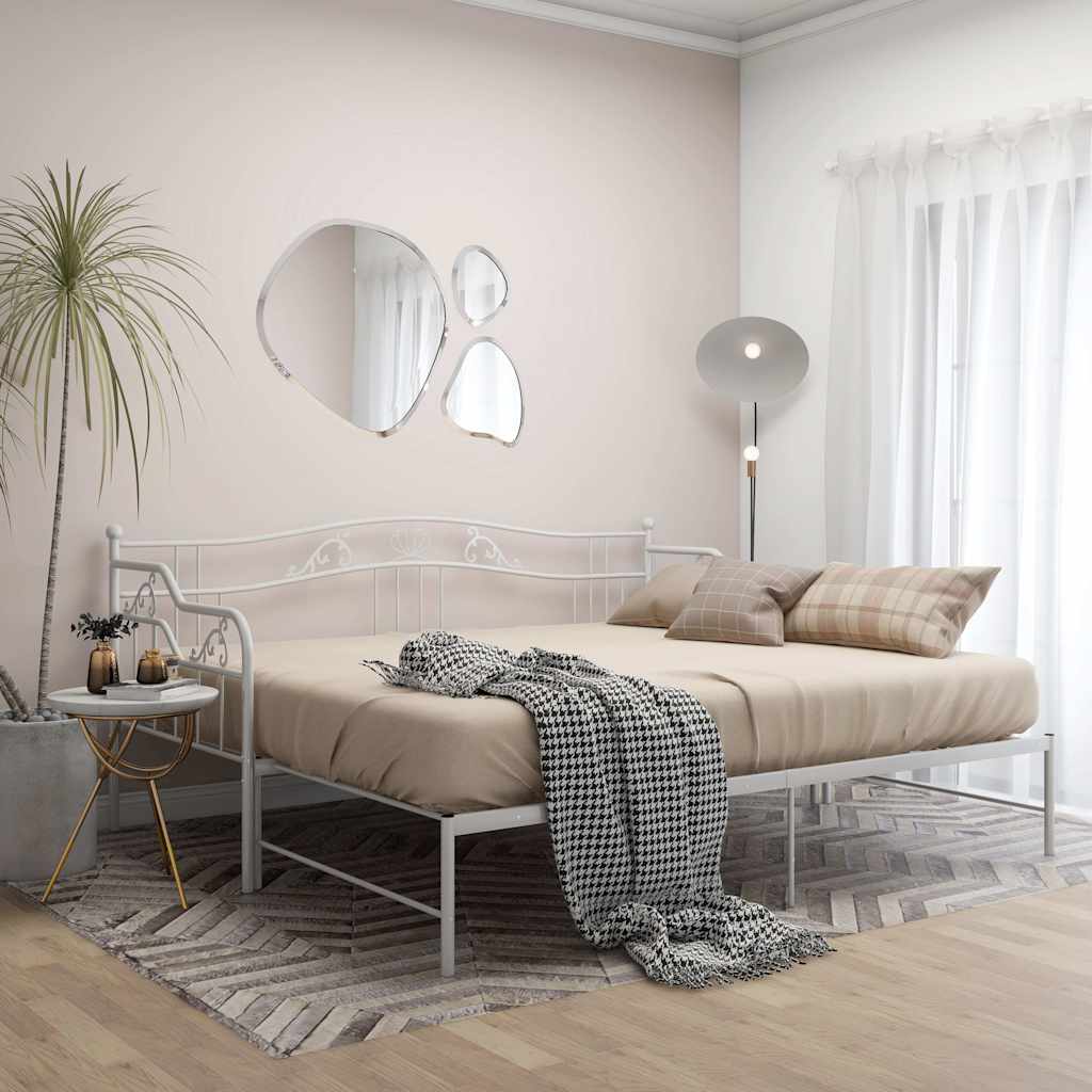 Vidaxl slaapbank uittrekbaar metaal wit 90x200 cm