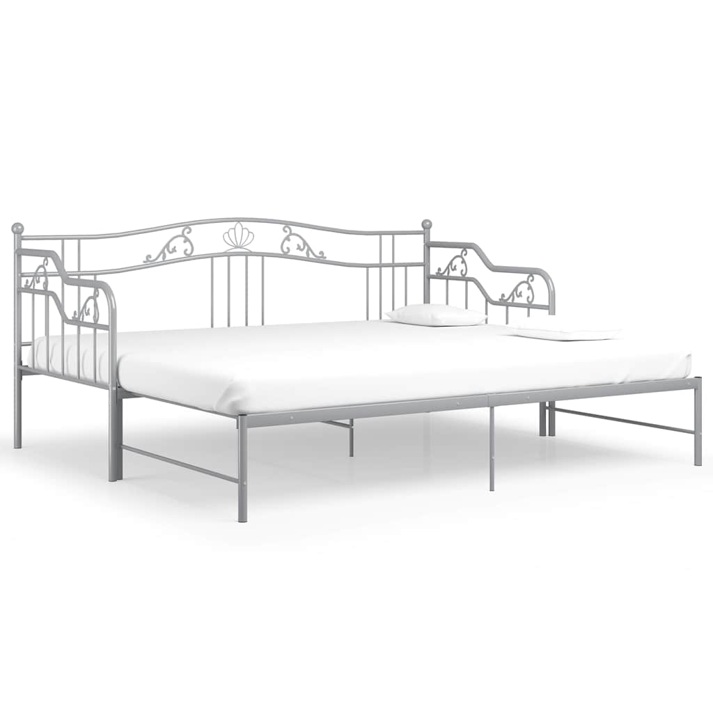 Vidaxl slaapbank uittrekbaar metaal grijs 90x200 cm