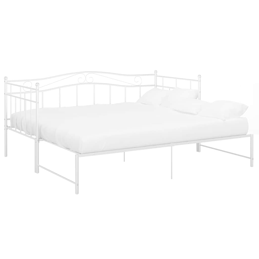 Vidaxl slaapbank uittrekbaar metaal wit 90x200 cm