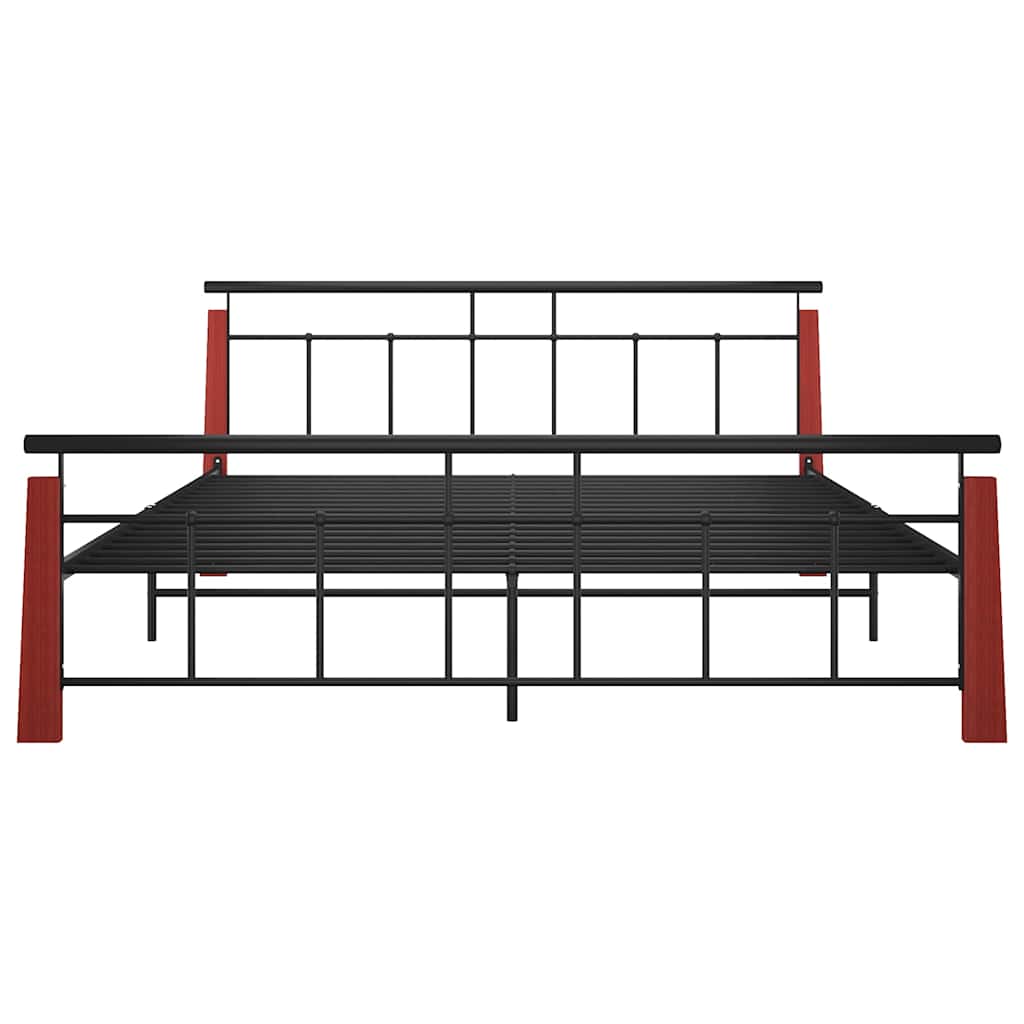 Vidaxl bedframe metaal en massief eikenhout 180x200 cm