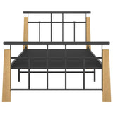 Vidaxl bedframe metaal en massief eikenhout 90x200 cm