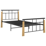 Vidaxl bedframe metaal en massief eikenhout 100x200 cm