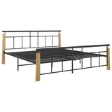 Vidaxl bedframe metaal en massief eikenhout 180x200 cm