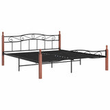Vidaxl bedframe metaal en massief eikenhout zwart 200x200 cm