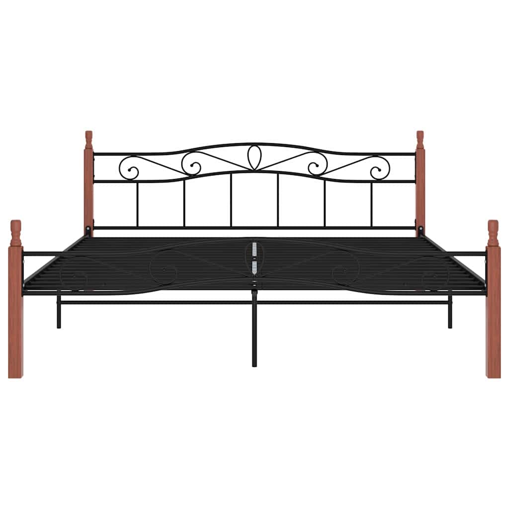 Vidaxl bedframe metaal en massief eikenhout zwart 200x200 cm