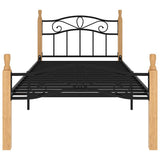 Vidaxl bedframe metaal en massief eikenhout zwart 100x200 cm