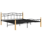 Vidaxl bedframe metaal en massief eikenhout zwart 200x200 cm