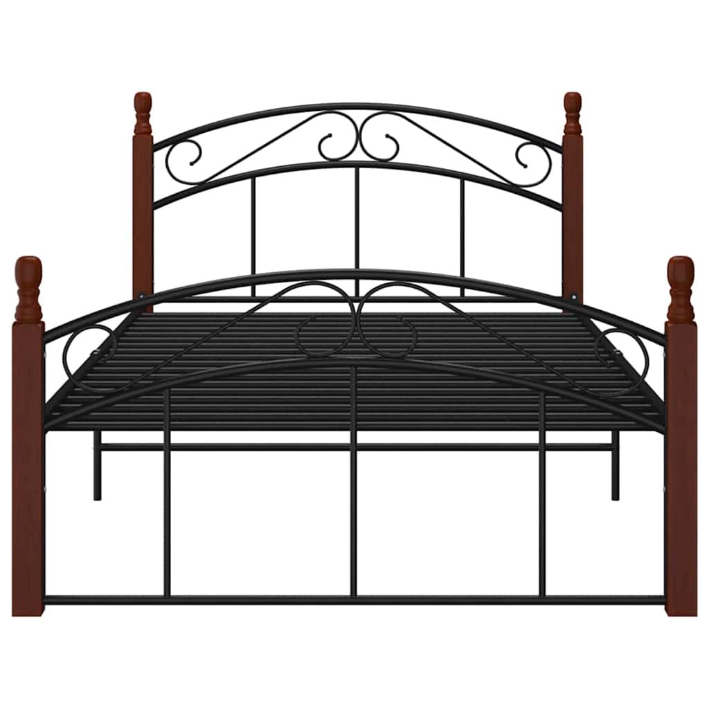 Vidaxl bedframe metaal en massief eikenhout zwart 120x200 cm