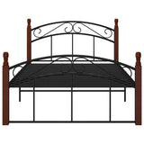 Vidaxl bedframe metaal en massief eikenhout zwart 120x200 cm