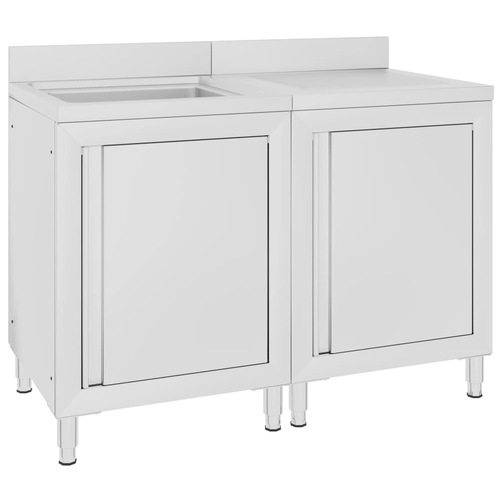 Armoire de lavabo Vidaxl Commercial 120x60x96 cm en acier inoxydable