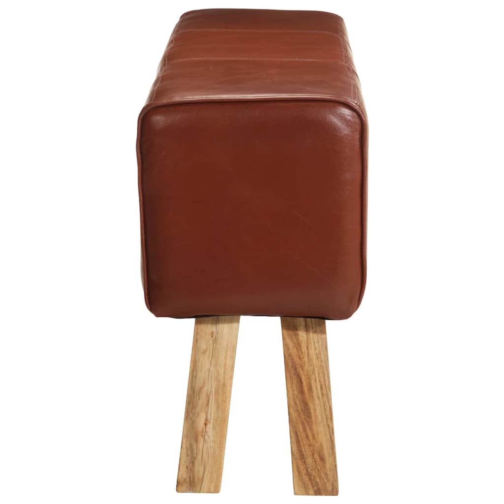 Vidaxl bankje turnbok 160 cm echt leer en massief acaciahout bruin