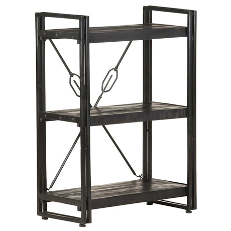 Vidaxl boekenkast met 3 schappen 60x30x80 cm massief mangohout zwart