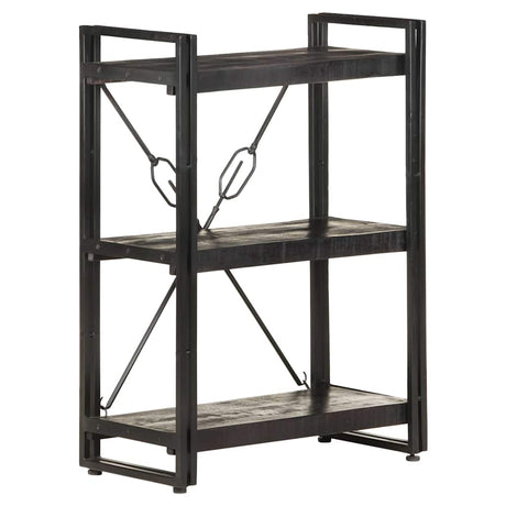 Vidaxl boekenkast met 3 schappen 60x30x80 cm massief mangohout zwart