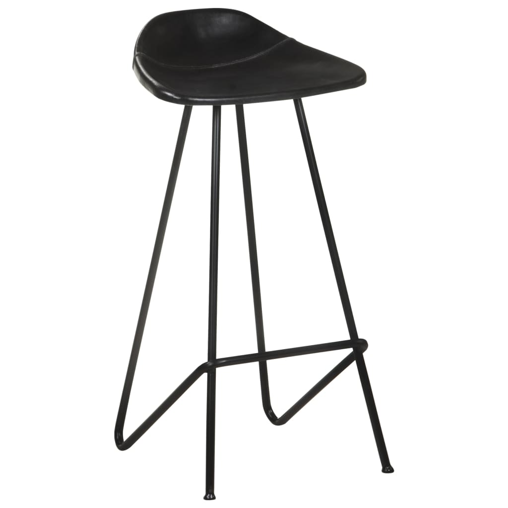 Vidaxl barkrukken 4 st echt leer zwart