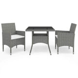 Vidaxl 3-delige tuinset poly rattan en glas grijs