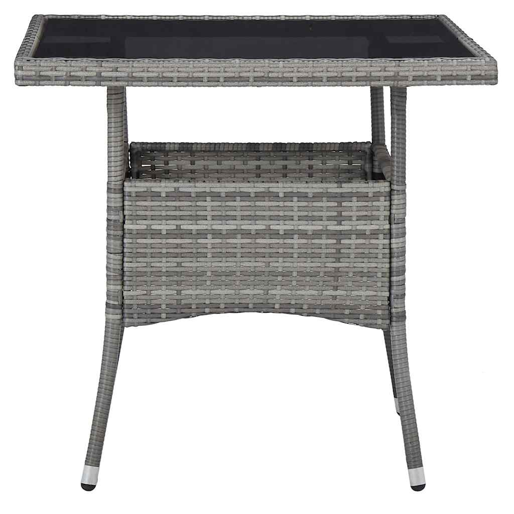 Vidaxl 3-delige tuinset poly rattan en glas grijs