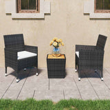 Vidaxl 3-delige bistroset poly rattan en acaciahout zwart