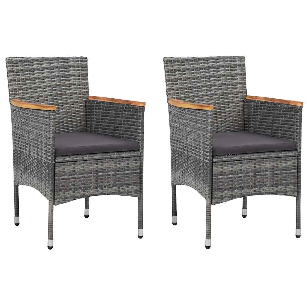 Vidaxl 3-delige bistroset poly rattan en gehard glas grijs