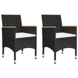 Vidaxl 3-delige bistroset poly rattan en acaciahout zwart