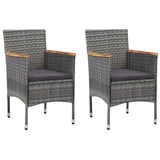 Vidaxl 3-delige bistroset poly rattan en acaciahout grijs