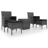 Vidaxl 5-delige bistroset poly rattan en gehard glas grijs