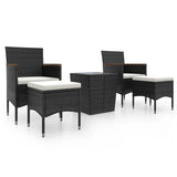 Vidaxl 5-delige bistroset poly rattan en gehard glas zwart