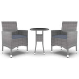 Vidaxl 3-delige tuinset poly rattan grijs