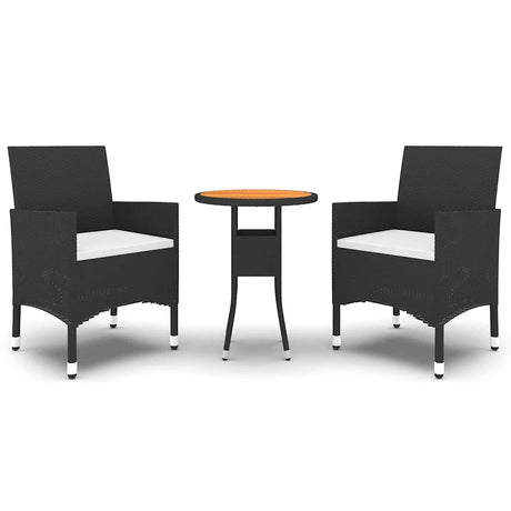 Vidaxl 3-delige tuinset poly rattan zwart