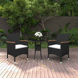 Vidaxl 3-delige tuinset poly rattan zwart