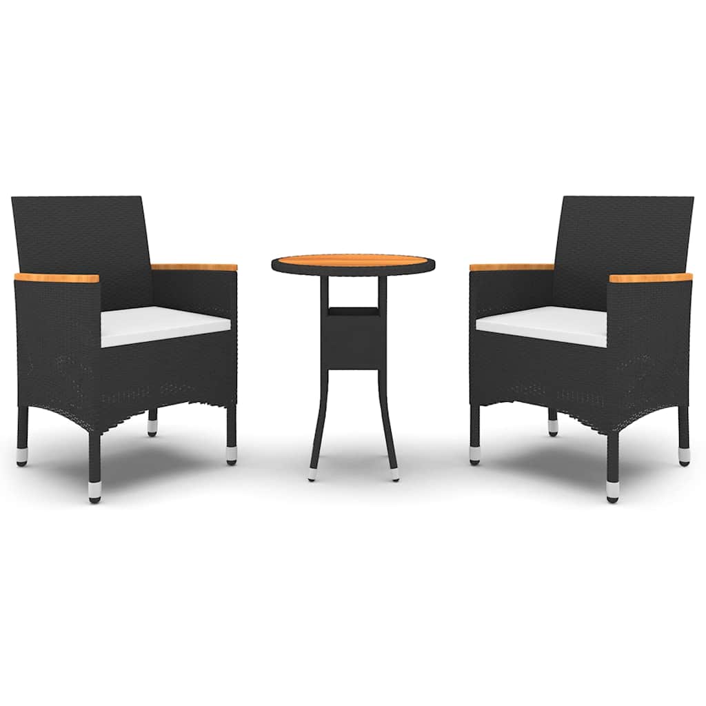 Vidaxl 3-delige tuinset poly rattan zwart