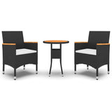 Vidaxl 3-delige tuinset poly rattan zwart