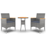 Vidaxl 3-delige tuinset poly rattan grijs